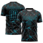 Camiseta de fútbol personalizada de sublimación en color verde azulado y negro