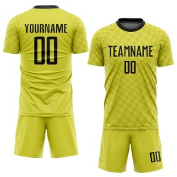 Camiseta de fútbol personalizada de sublimación negra y dorada