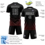 Camiseta de fútbol geométrica personalizada, líneas uniforme, sublimación negra, rojo y blanco