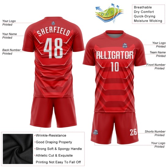 Uniforme personalizado de sublimación, camiseta blanca de fútbol roja Uniforme personalizado de sublimación, camiseta blanca de fútbol roja