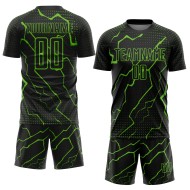 Camiseta de fútbol Aurora verde relámpago, uniforme negro de sublimación, personalizada