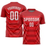 Uniforme personalizado de sublimación, camiseta blanca de fútbol roja Uniforme personalizado de sublimación, camiseta blanca de fútbol roja