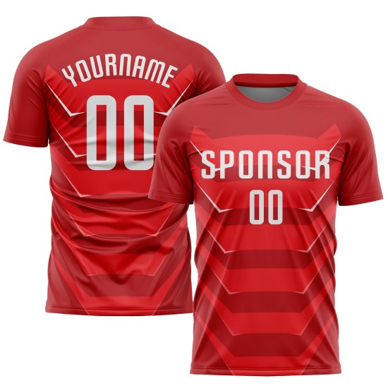Uniforme personalizado de sublimación, camiseta blanca de fútbol roja Uniforme personalizado de sublimación, camiseta blanca de fútbol roja