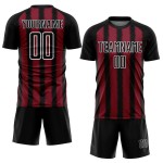 Camiseta de fútbol personalizada de sublimación en negro carmesí y blanco.