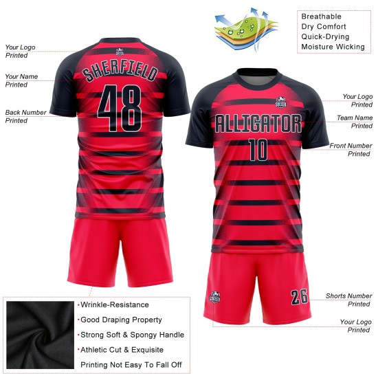 Camiseta de fútbol personalizada por sublimación, color rojo, azul marino y blanco Camiseta de fútbol personalizada por sublimación, color rojo, azul marino y blanco