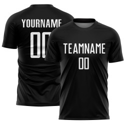 Uniforme de fútbol personalizado blanco sublimado camiseta negra