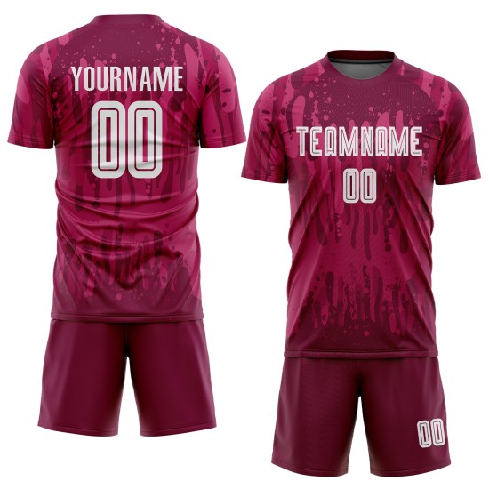 Uniforme de sublimación, camiseta de fútbol personalizada de visitante, color carmesí, blanco Uniforme de sublimación, camiseta de fútbol personalizada de visitante, color carmesí, blanco