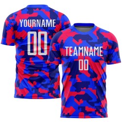 Servicio de uniformes personalizados, camiseta de fútbol blanca y real, sublimación de camuflaje