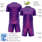 Camiseta personalizada de sublimación con líneas de uniforme de fútbol morado y rosa