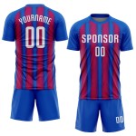 Camiseta de fútbol personalizada Royal Uniform Sublimación Blanco-Rojo