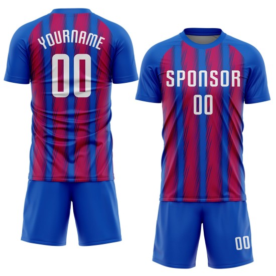Camiseta de fútbol personalizada Royal Uniform Sublimación Blanco-Rojo