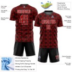 Camiseta de fútbol con diseño geométrico, color blanco y negro, personalizada, sublimación, roja