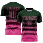 Uniforme de fútbol personalizado con sublimación de moda de camiseta de rayas verdes y rosas degradadas
