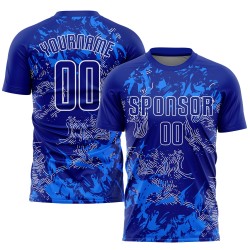 Uniforme de fútbol de sublimación personalizado, camiseta Royal Royal-White