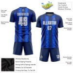 Camiseta de fútbol de visitante blanca-real (sublimación, uniforme azul marino) personalizada