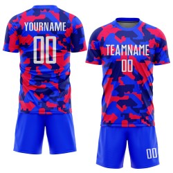 Servicio de uniformes personalizados, camiseta de fútbol blanca y real, sublimación de camuflaje