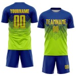 Camiseta de fútbol personalizada de sublimación neón, color verde y naranja.