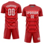 Uniforme personalizado de sublimación, camiseta blanca de fútbol roja Uniforme personalizado de sublimación, camiseta blanca de fútbol roja