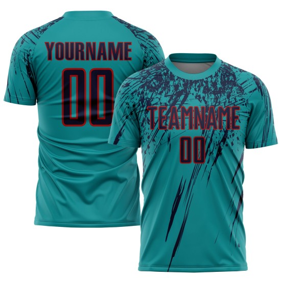 Uniforme de fútbol personalizado de sublimación azul marino y rojo Uniforme de fútbol personalizado de sublimación azul marino y rojo