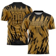 Camiseta de fútbol antigua personalizada con sublimación dorada, color negro