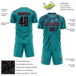 Uniforme de fútbol personalizado de sublimación azul marino y rojo Uniforme de fútbol personalizado de sublimación azul marino y rojo