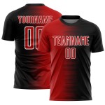Camiseta de fútbol personalizada con degradado de línea, uniforme de sublimación negro, rojo y blanco Camiseta de fútbol personalizada con degradado de línea, uniforme de sublimación negro, rojo y blanco