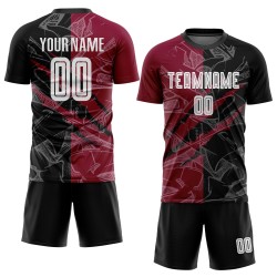 Camiseta de fútbol rasca y gana, uniforme de sublimación, personalizada, con estampado de grafiti en negro y granate.